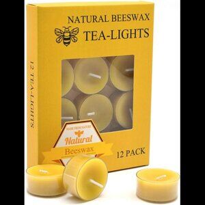 Natural Yellow Beeswax Tealight Candles - 12pcs - Organic Candle Natural Scent